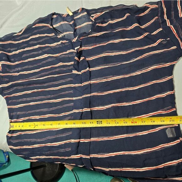 Poema sheer striped blouse size large - Picture 9 of 9